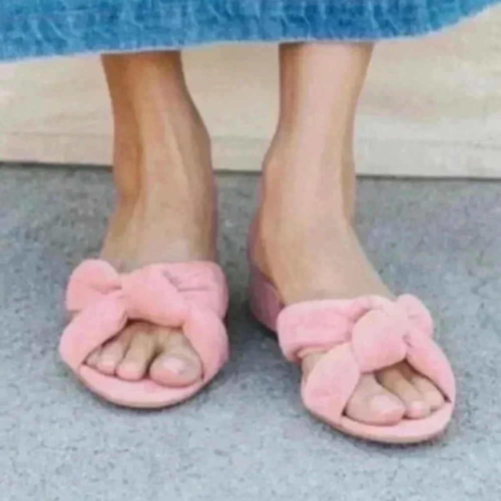 Loeffler Randall Elsie Pink Knot Slides Sandals Size 7